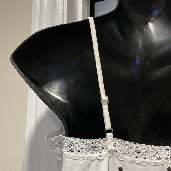 NWOT - Majora White & Black Stitched Polka Dot Scalloped Edge Camisole - Sz L - Picture 11 of 16